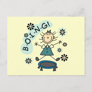 Carte Postale Stick Girl sur Trampoline T-shirts et cadeaux