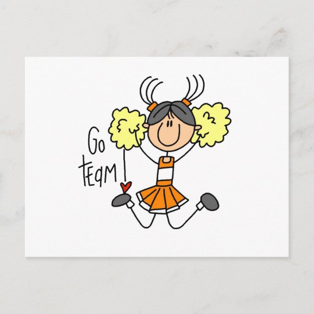 Carte Postale Stick orange Pom-pom girl et cadeaux (Devant)