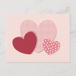 Carte Postale Sticker en papier Coeurs roses