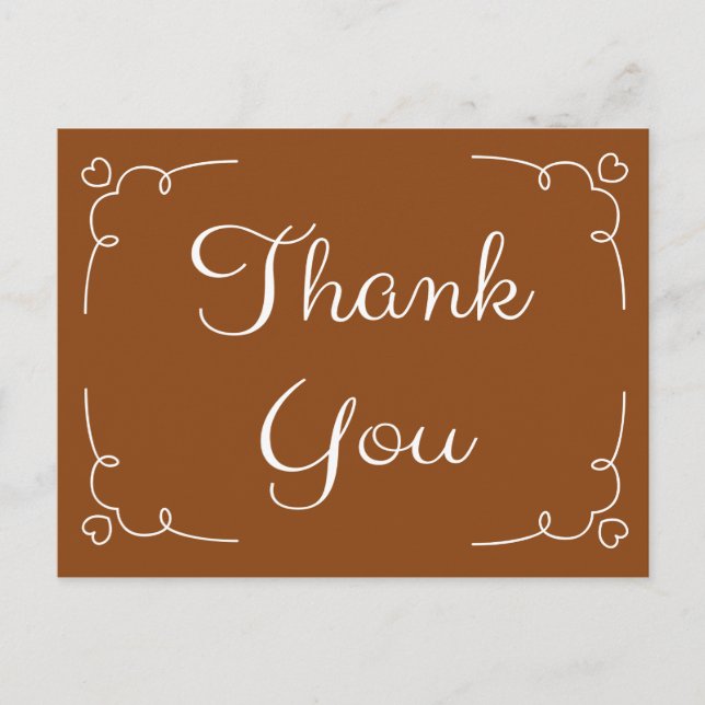 Carte Postale Stickers Merci Brown Et Coeurs Blancs Aimer (Devant)