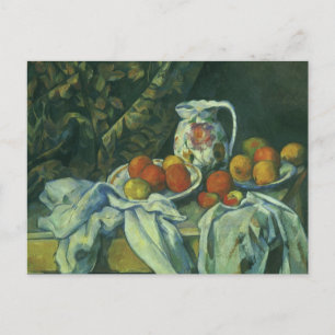 Carte Postale Still Life, Curtain and Pitcher par Paul Cezanne