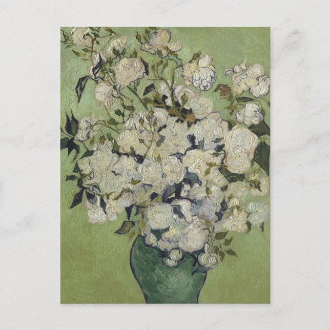 Carte Postale Still Life Roses rose dans un vase de Van Gogh (Devant)