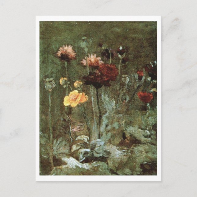 Carte Postale Still Life Scabiosa, Ranunculus, Van Gogh Art (Devant)