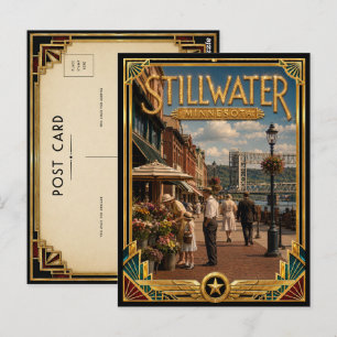Carte Postale Stillwater Minnesota Art Déco vintage de l'âge d'o