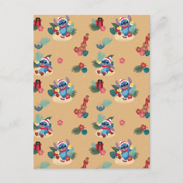 Carte Postale Stitch | Motif de Noël Aloha (Devant)