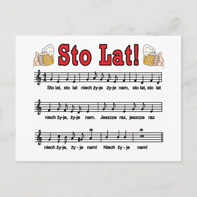 Carte Postale Sto Lat ! Chanson Avec Beer Mugs (Devant)