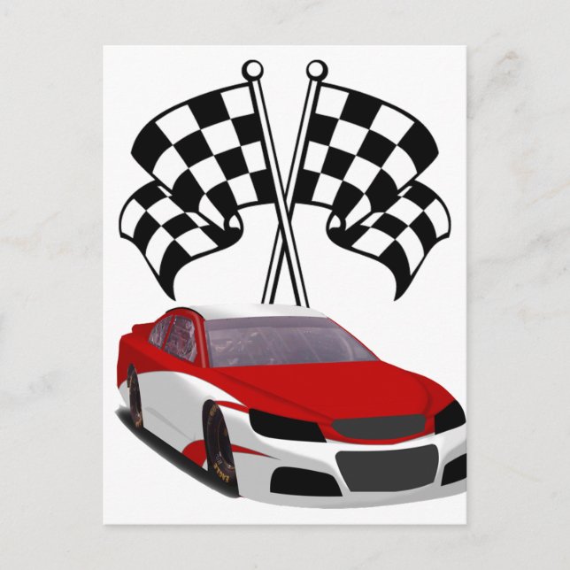 Carte Postale Stockcar Racing & Flags (Devant)