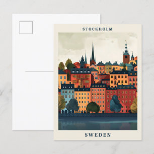 Carte Postale Stockholm Suède Élégant Vintage voyage d'art