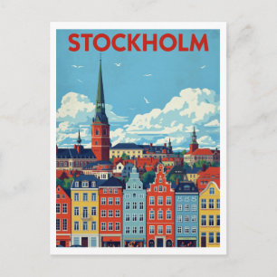 Carte Postale Stockholm, Suède Paysage Urbain Rétro Voyage