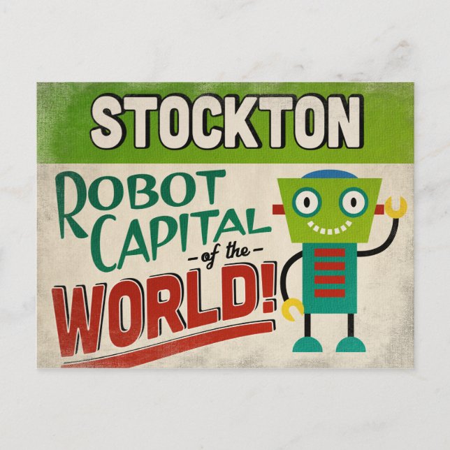 Carte Postale Stockton California Robot - Funny Vintage (Devant)