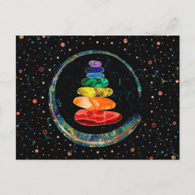Carte Postale Stones Zen Chakras et cercle Enso (Devant)