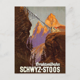 Carte Postale Stoos, chemin de fer, train sur pont, Suisse