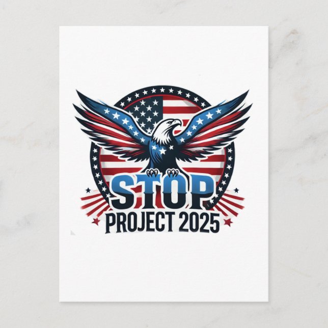 Carte Postale Stop Project 2025 - Vote Blue - Défendre la démocr (Devant)