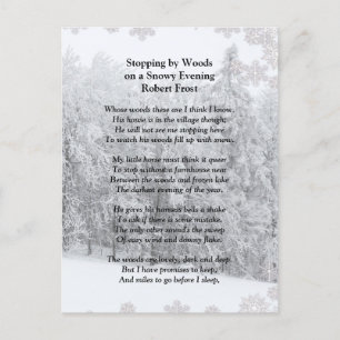 Carte Postale Stopper par Woods Soirée Neige Robert Frost Poème 