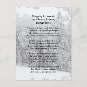 Carte Postale Stopper par Woods Soirée Neige Robert Frost Poème