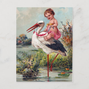 Carte Postale Stork and Baby