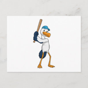 Carte Postale Stork au baseball avec batte de baseball