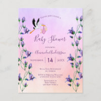 Stork fille rose violet baby shower floral