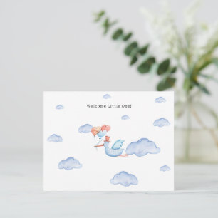 Carte Postale Stork Flying Through The Clouds Welcome New Baby