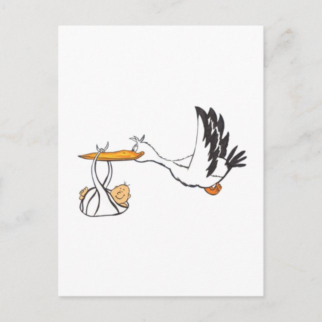 Carte Postale Stork with Baby - Cadeau pour parents à être (Devant)
