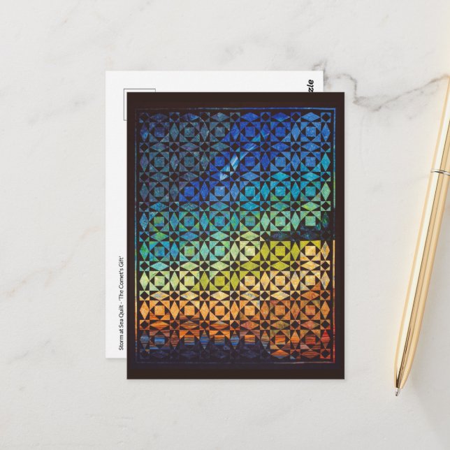 Carte postale Storm at Sea Quilt (Devant/Arrière en situation)