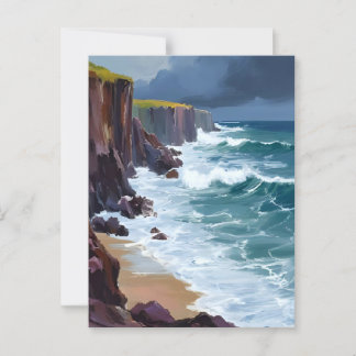 Carte Postale Stormy Shore | Plage Ocean Waves Peinture