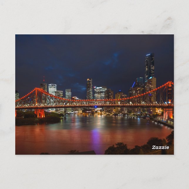 Carte Postale Story Bridge et ville à la tombée de la nuit, Bris (Dos)
