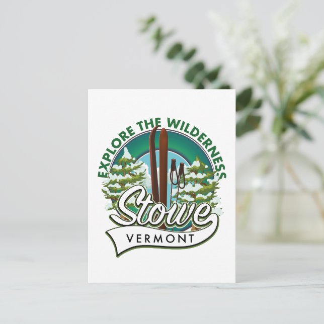 Carte Postale Stowe Vermont, Explorez l'affiche de ski Wildernes (Debout devant)
