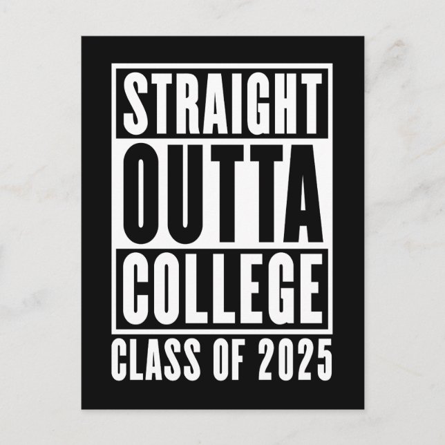Carte Postale Straight Outta College Classe de 2025 (Devant)