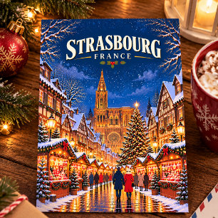 Carte Postale Strasbourg France Marché de Noël Vintage Voyage