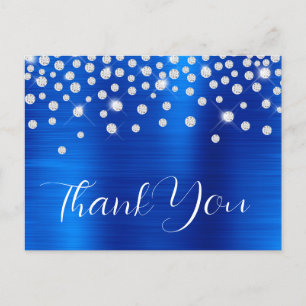 Carte Postale Strass Royal Bleu Remerciement 60e Anniversaire