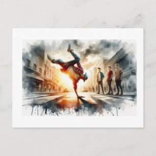 Carte Postale Street Breakdance au coucher du soleil,