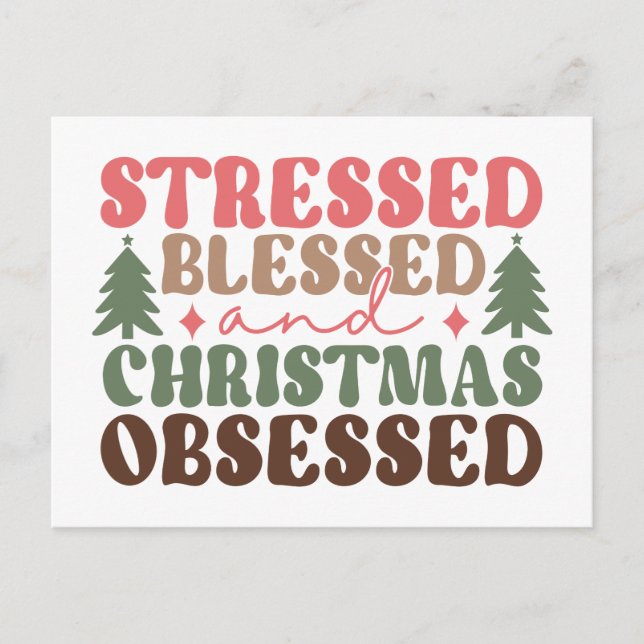 Carte Postale Stressé, béni et observé à Noël (Devant)