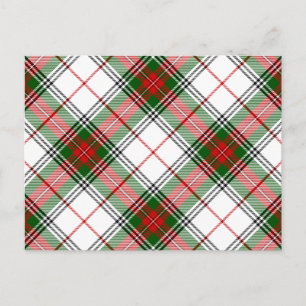 Carte Postale Stuart / Stewart tartan blanc rouge vert plaid
