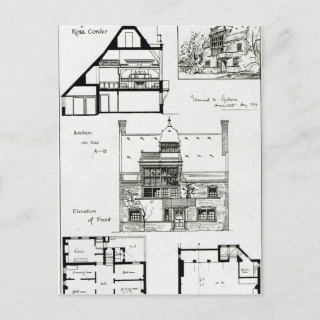 Carte Postale Studio et gîte pour Miss Rosa Corder (Devant)