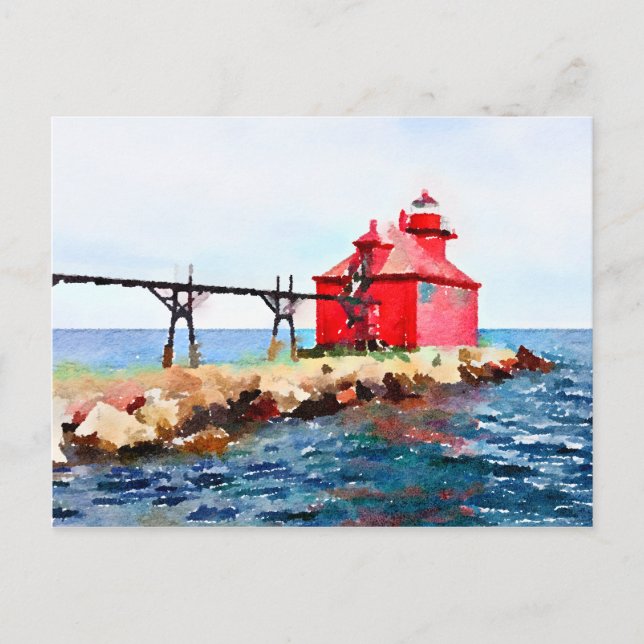 Carte Postale Sturgeon Bay, Wisconsin Phare Pierhead (Devant)