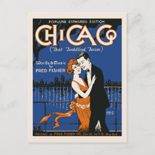 Carte Postale Style 1920 couple de danse, musique de Chicago