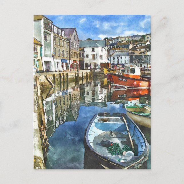 Carte Postale Style Aquarelle Cornwall (Devant)