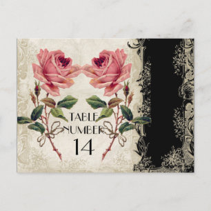 Carte Postale Style baroque Vintage Rose noir n crème dentelle