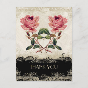 Carte Postale Style baroque Vintage Rose noir n crème dentelle