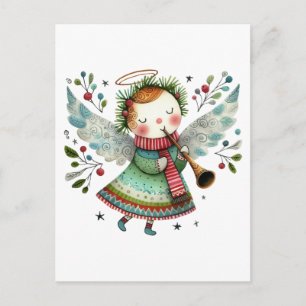 Carte Postale Style d'art populaire mignonne Angel Joyeux Noël