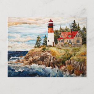 Carte Postale style de décoloration du paysage côtier du phare