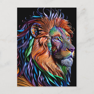 Carte Postale Style de découpe magique en papier lion, embarcati