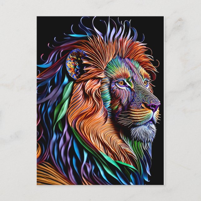 Carte Postale Style de découpe magique en papier lion, embarcati (Devant)