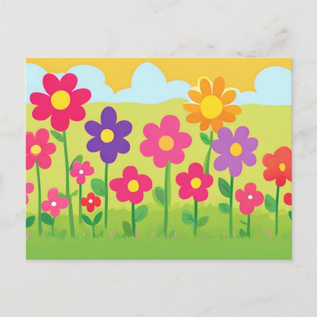 Carte Postale Style de dessin mignon Illustration de la nature f (Devant)