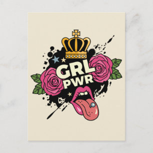 Carte Postale Style de tatouage Girl Power