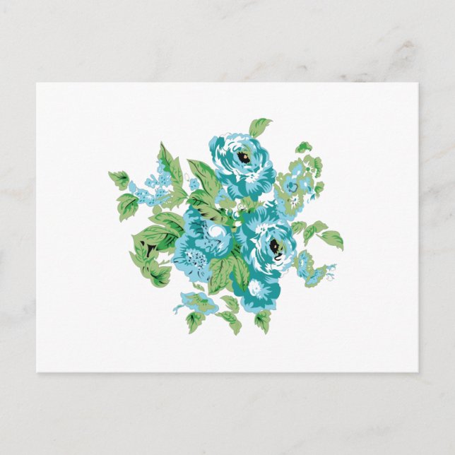 Carte Postale Style Décoratif, Crème Menthe, Bleu Fontaine, Turq (Devant)