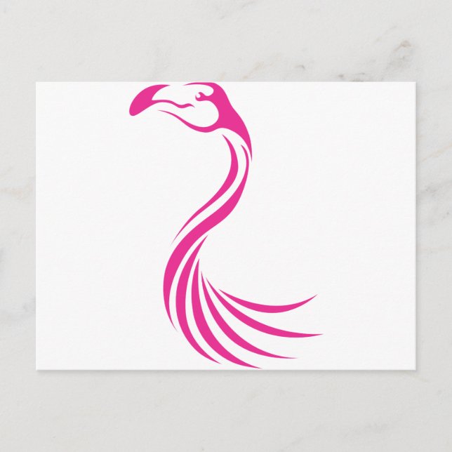 Carte Postale Style d'icône du logo du Flamant rose cool (Devant)