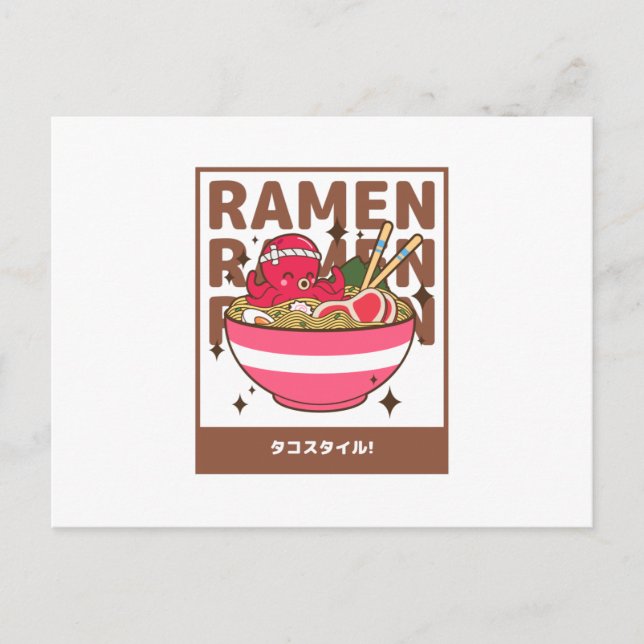 Carte Postale Style Octopus Ramen - Ramen Avec Octopus (Devant)
