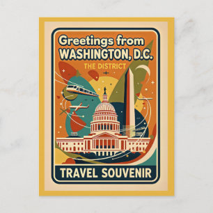 Carte Postale Style Rétro du District de Washington DC